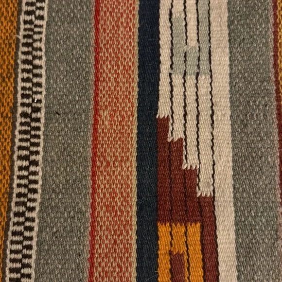 Handmade Southwestern Woven Wool Rug with Fringe super soft!! - Picture 6 of 8